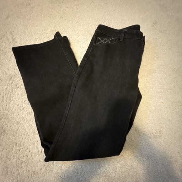 White House Black Market Denim - White House Black Market Size 12R Black Blanc With Rhinestones Bootcut Jeans